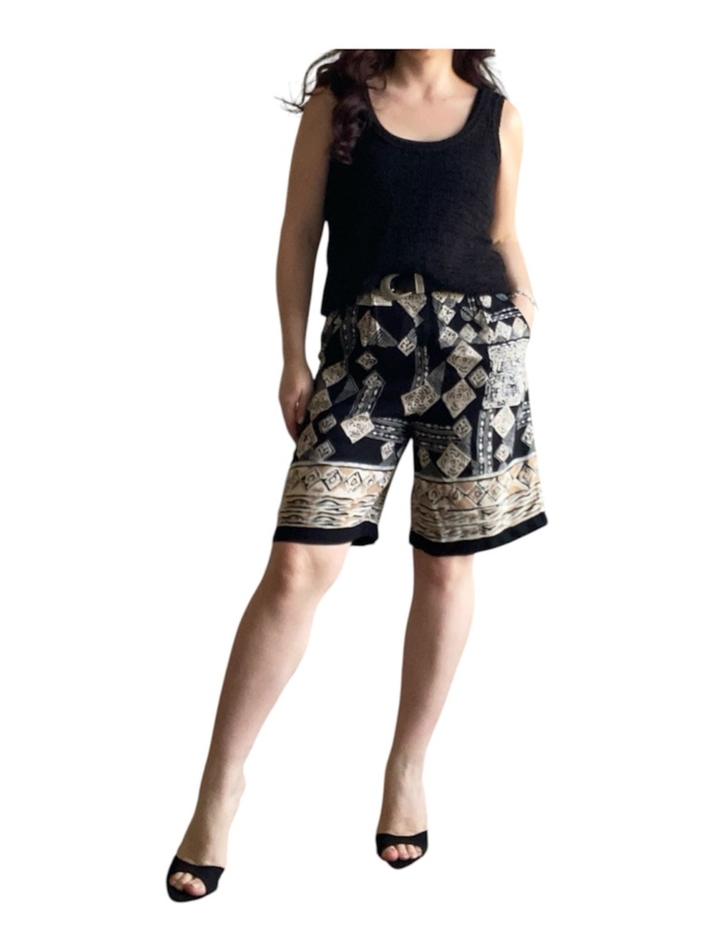 Boutique Europa Vintage High Waisted Geometric Print Shorts Size M